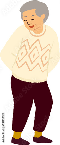 Elderly Woman with Hands Behind