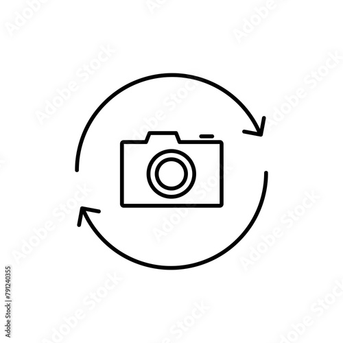 rotate camera icon. photo camera liner vector illustration for web and app..eps