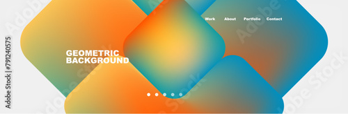 A colorful geometric background featuring a gradient of azure and electric blue squares with hints of orange, creating a symmetrical pattern reminiscent of the sky