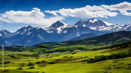 Panoramic view of the Tien Shan mountains, Kyrgyzstan photo