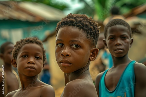 Portrait of a young african boy in the village of Zanzibar photo