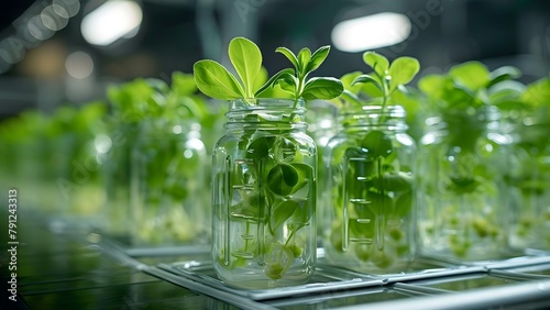 Orchid tissue culture seedlings in jars at a smart farm laboratory. Concept Smart Farming, Orchid Cultivation, Tissue Culture, Seedlings, Laboratory Research