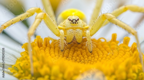 Spider on flower with yellow center