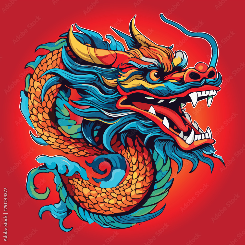 The Chinese dragon in red