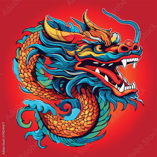 The Chinese dragon in red