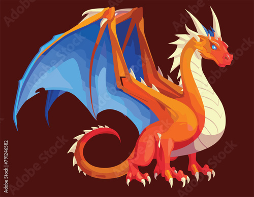 red dragon on white and Blue