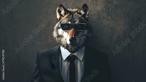 WOLF IN SUIT WITH SAHDES photo