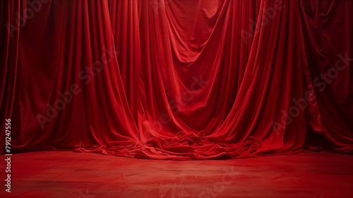 A red curtain with a red background