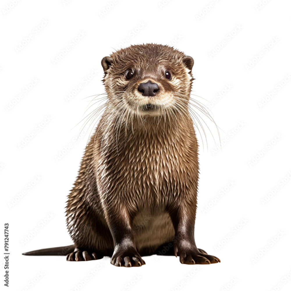 Amazing Otter Isolated On White Background Amazing Otter Isolated On White Background