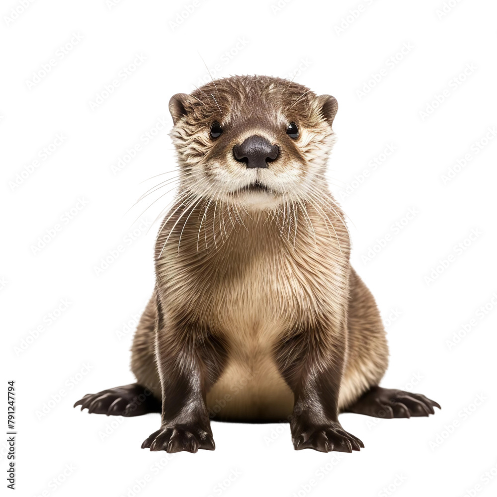 Amazing Otter Isolated On White Background Amazing Otter Isolated On White Background