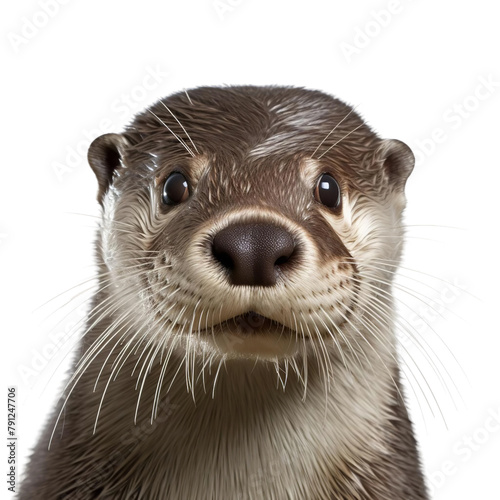 Amazing Otter Isolated On White Background