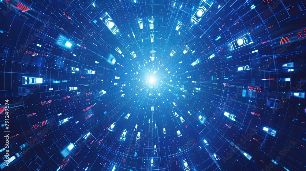 Wireless network signals radiating from a central hub with user devices Wireless network signals radiating from a central hub with user devices