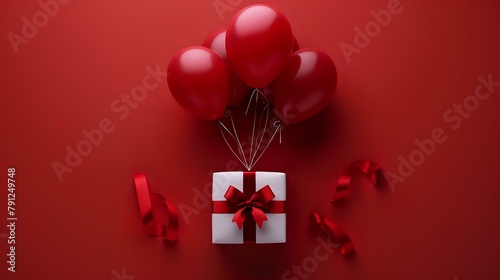 Red Balloons and Gift Box Focusing on Emotional Impact