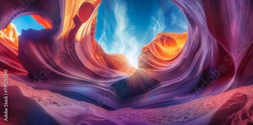 Colorful sandstone rock formations in Antelope Canyon photo