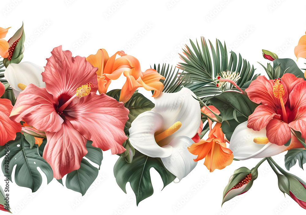Fototapeta premium Beautiful and colorful floral background in the tropics