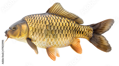 Common carp lake fish, seafood isolated on white background photo