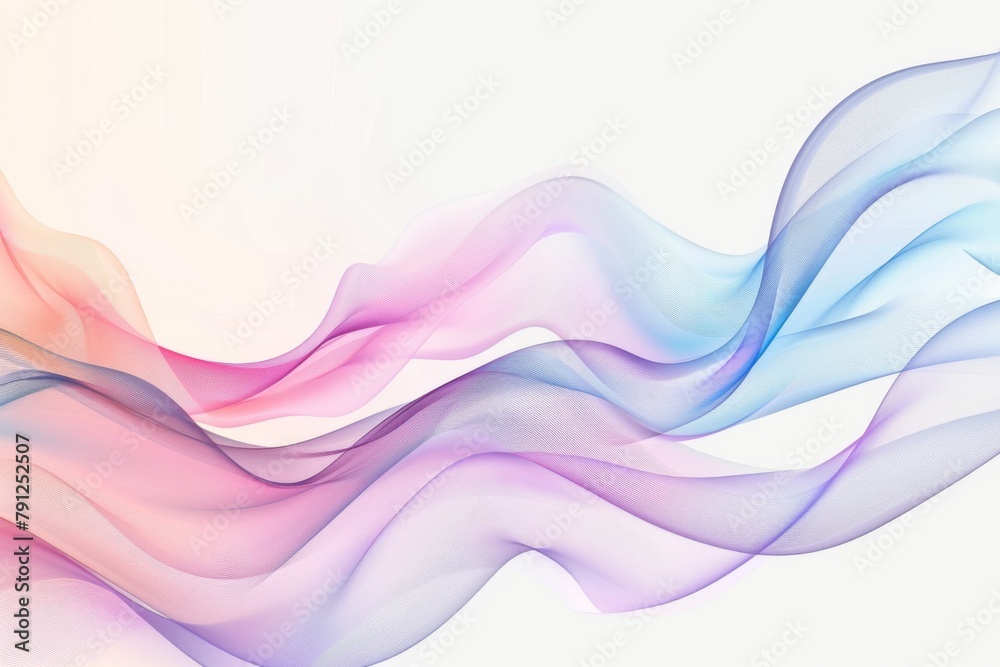 Fototapeta premium Abstract colorful pastel curved waves in the background with copy space for text on a white background