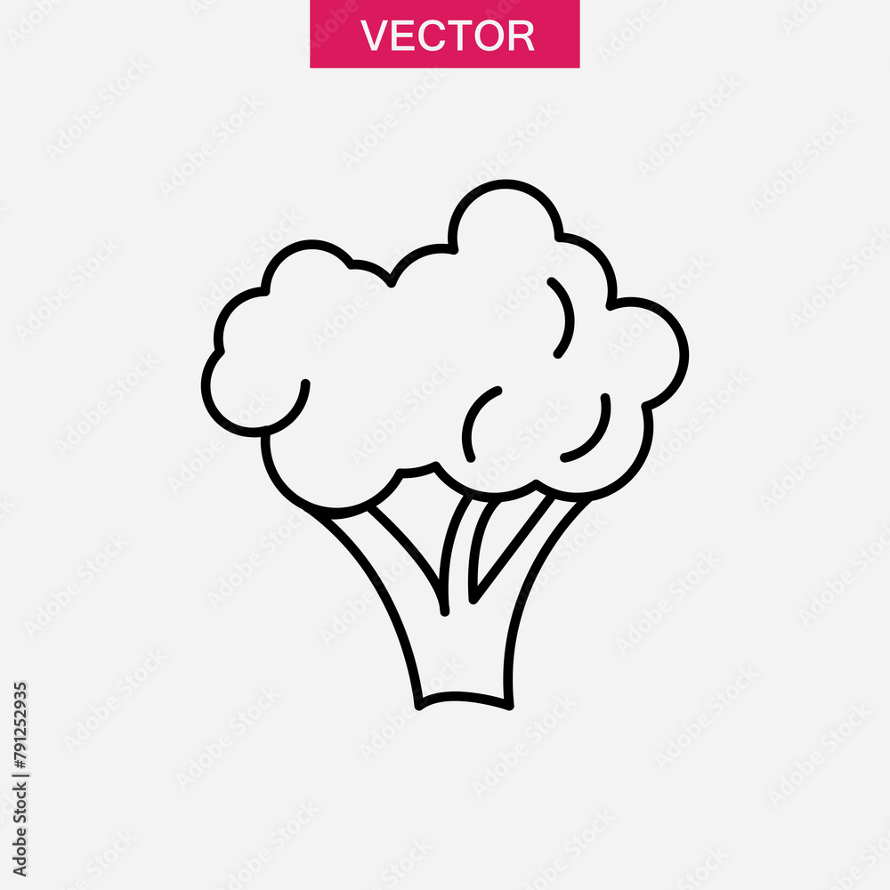 Broccoli line icon, vector flat liner illustration on white background..eps Broccoli line icon, vector flat liner illustration on white background..eps