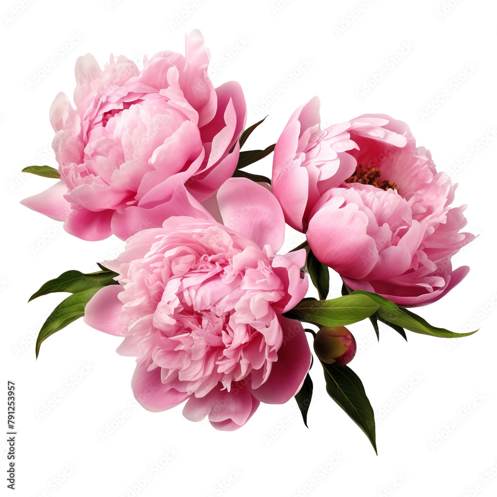 Beautiful Peony Flowers Isolated On White Background Beautiful Peony Flowers Isolated On White Background
