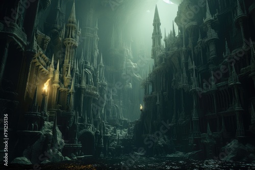 Abyssal Abyss: A castle at the edge of a bottomless abyss. photo