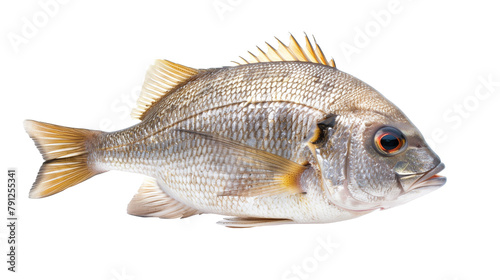 Raw fish, gilt head bream isolated on white background
