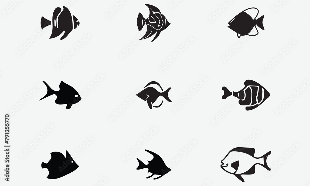 Fototapeta premium Batfish illustration minimal style Black icon EPS 10 And JPG