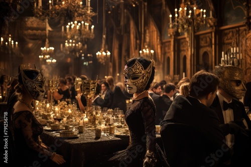 Masquerade Ball: A grand masquerade ball happening in the castle. photo