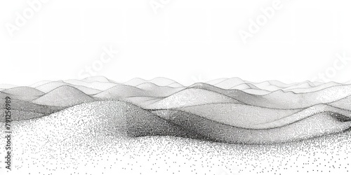 Dot work illustration of black dots as wave for backdrop with a big space for text or product advertisement, Generative AI.