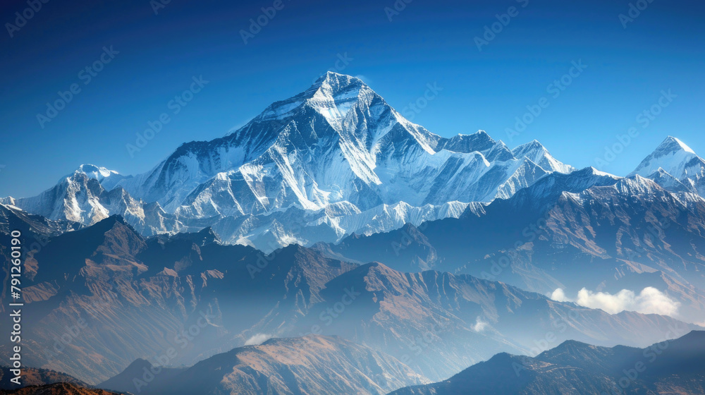 Majestic snow-capped mountain peaks