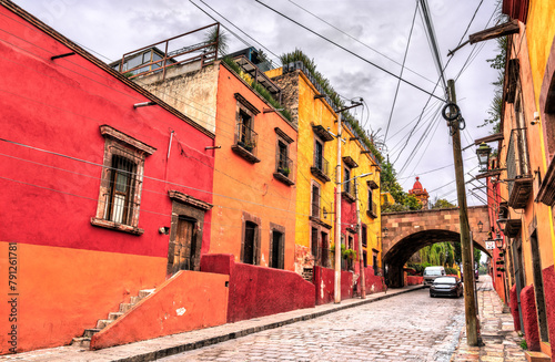 Beautiful street in San Miguel de Allende, UNESCO world heritage in Guanajuato, Mexico