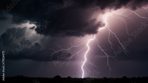 Lightning strikes with strom background