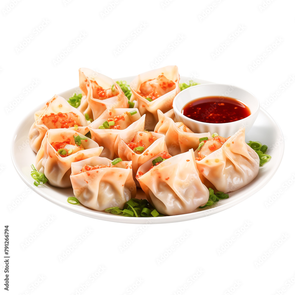 Delicious Pork and Shrimp Wontons Hun Tun Isolated On White Background Delicious Pork and Shrimp Wontons Hun Tun Isolated On White Background