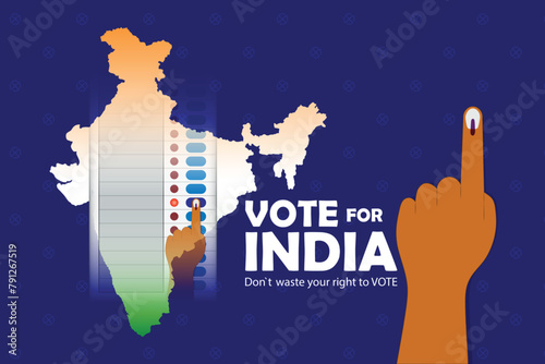 illustration of Hand pressing Electronic Voting Machine button for casting vote. vote for India.