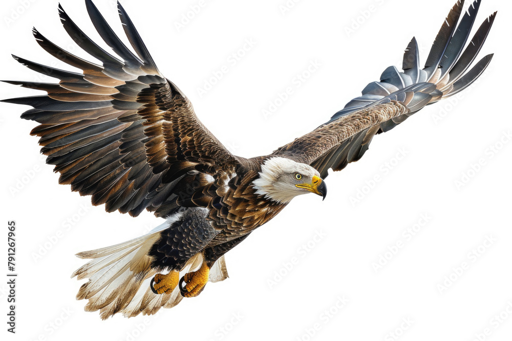 An eagle soaring with wings spread wide - obrazy, fototapety, plakaty 