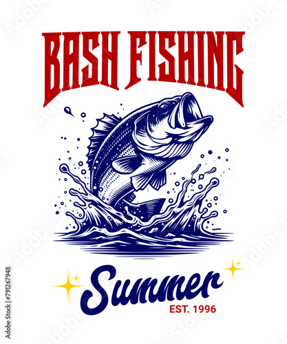 bash appear from water with water splash vector illustration