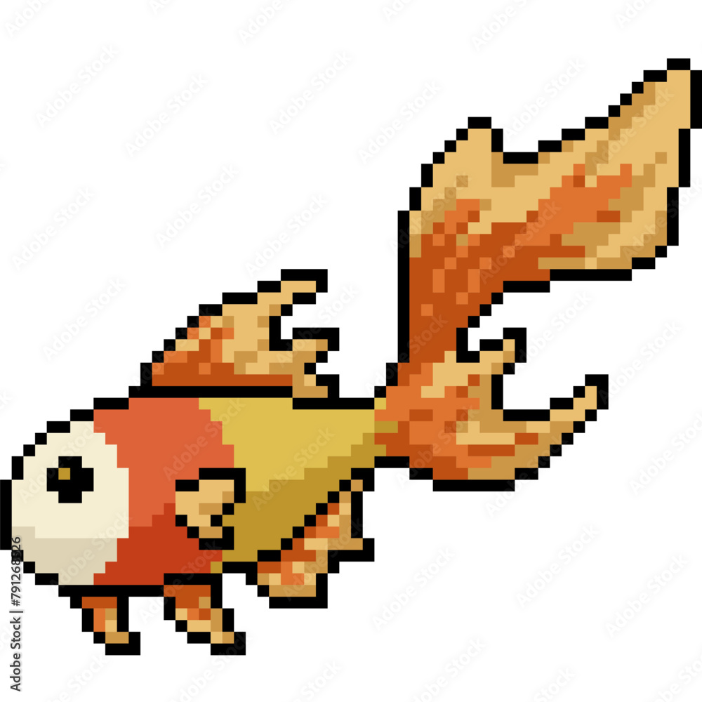 Fototapeta premium pixel art of beautiful fish swim