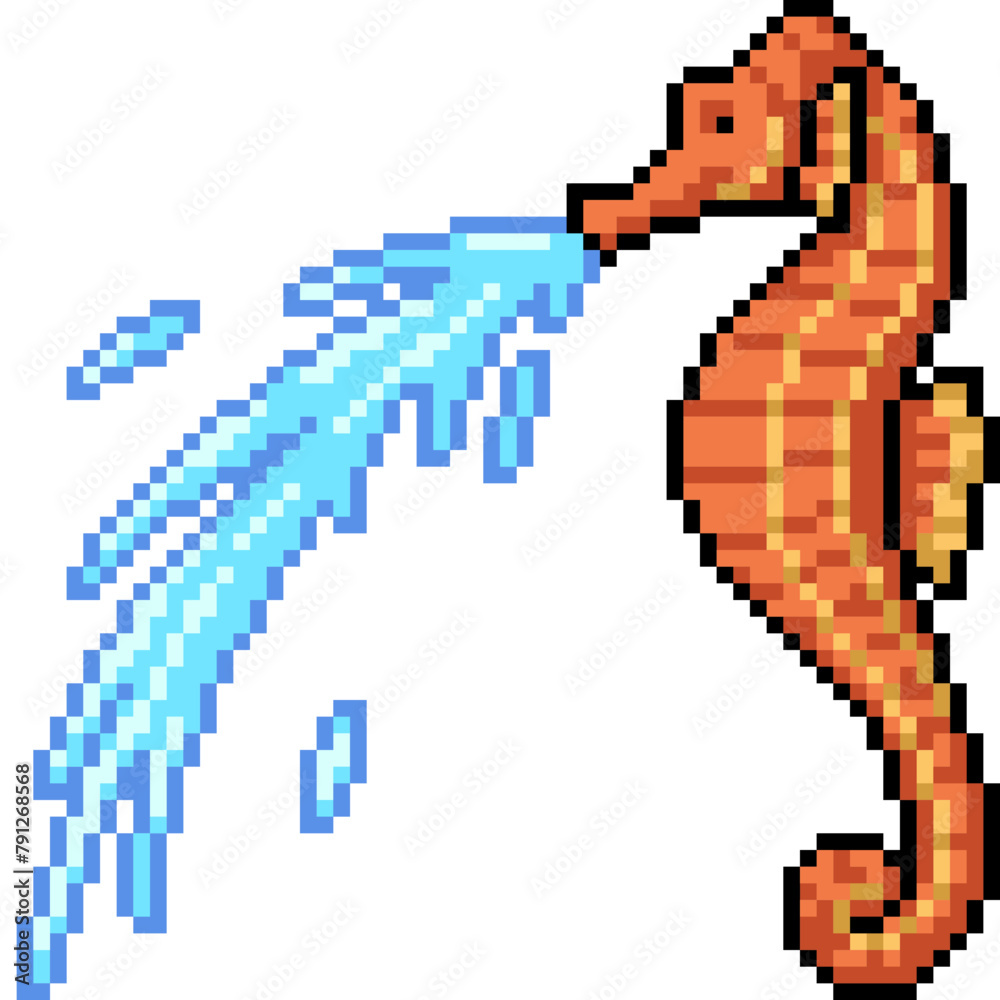 Fototapeta premium pixel art of seahorse water squirt