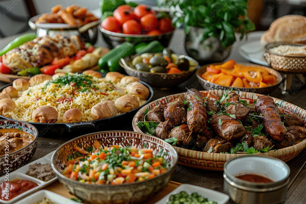 A traditional feast prepared for Eid Al-Adha