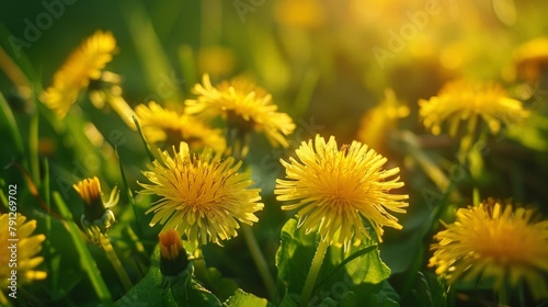 Yellow flowers in a sunlit field