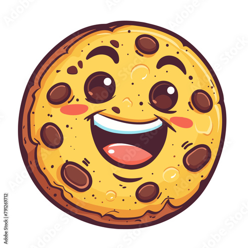 playful cookie character with a toothy smile and chocolate chunks, looking directly at the viewer