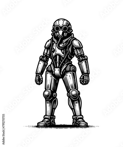 full body figure doctor plague body mechanical futuristic mecha robot vector illustration