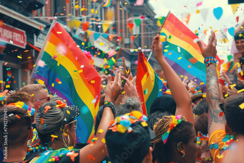 People celebrating at a joyful Pride parade