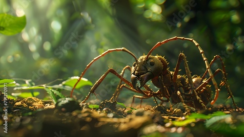 Big ant in green forest