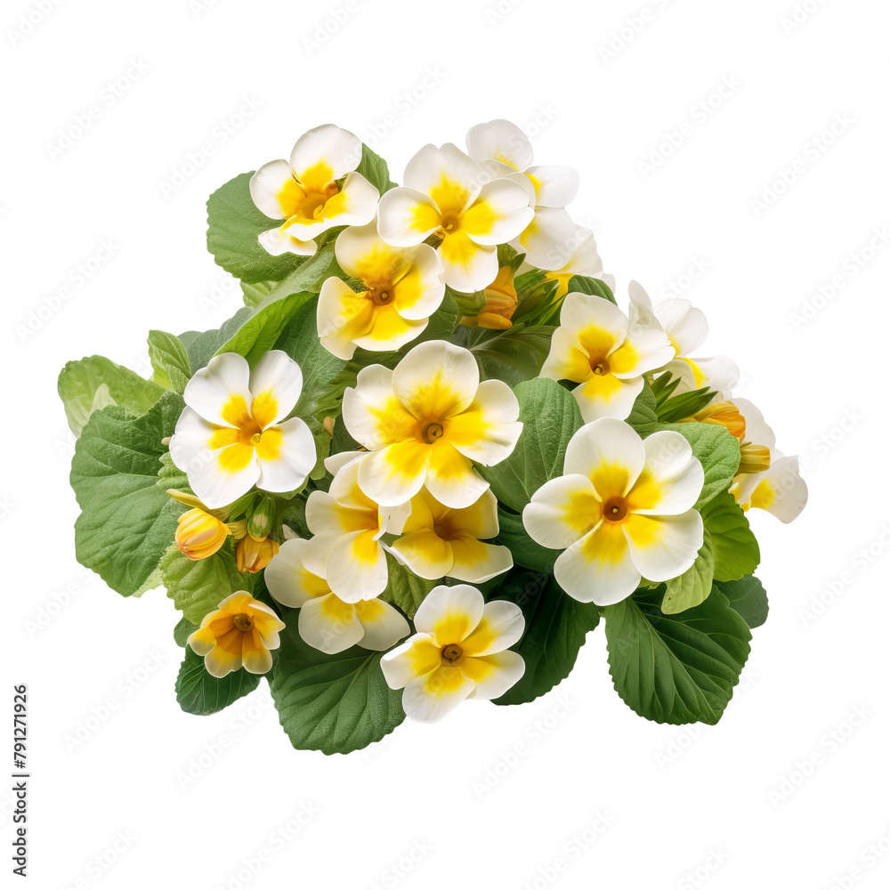 Beautiful Primroses Isolated On White Background