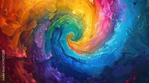 Vibrant vortex of colors twisting into a spiral at the center photo