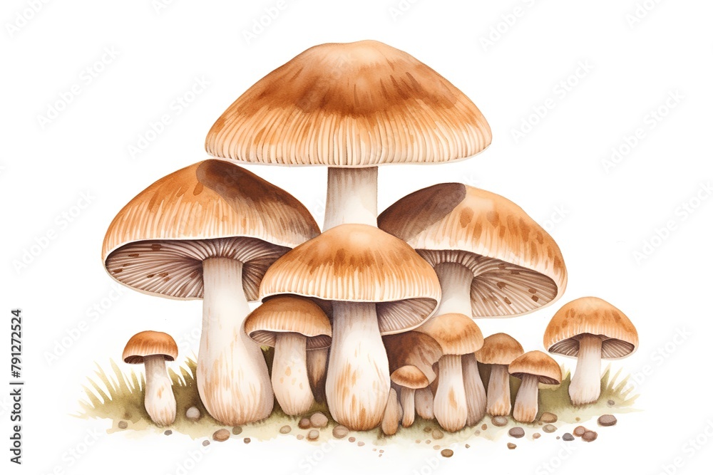 Set of mushrooms isolated on white background. Watercolor hand drawn illustration Set of mushrooms isolated on white background. Watercolor hand drawn illustration
