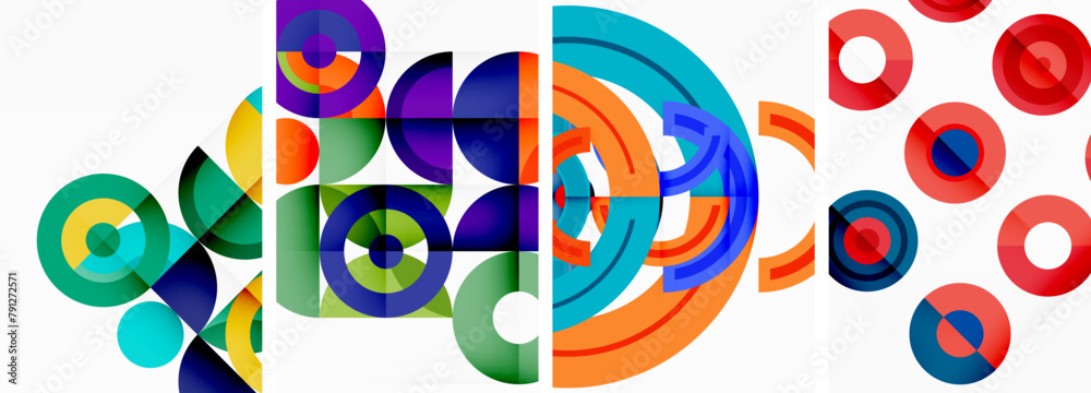 A vibrant graphic design featuring circles and triangles in electric blue and magenta hues, showcasing the use of geometric patterns and plastic materials A vibrant graphic design featuring circles and triangles in electric blue and magenta hues, showcasing the use of geometric patterns and plastic materials