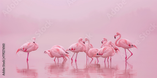 Bird - Greater Flamingos  Phoenicopterus ruber  outdoors