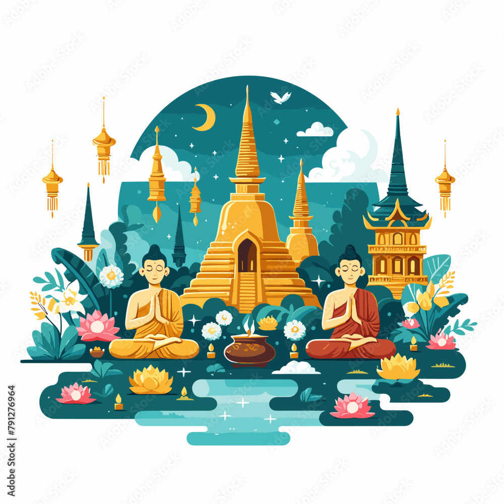 Naklejka premium Happy Vesak Day Illustration