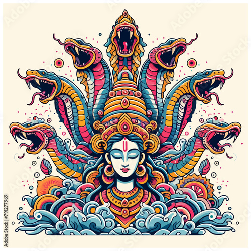Durga devi colorful vector illustration